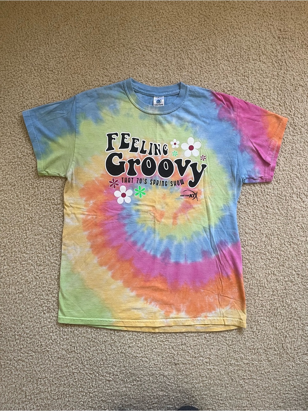 Just for Kix Dance Feeling Groovy Spring Show Tie Dye T-Shirt - Adult Medium